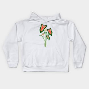 Elephant ear (Caladium bicolor)- Botanical Illustration Kids Hoodie